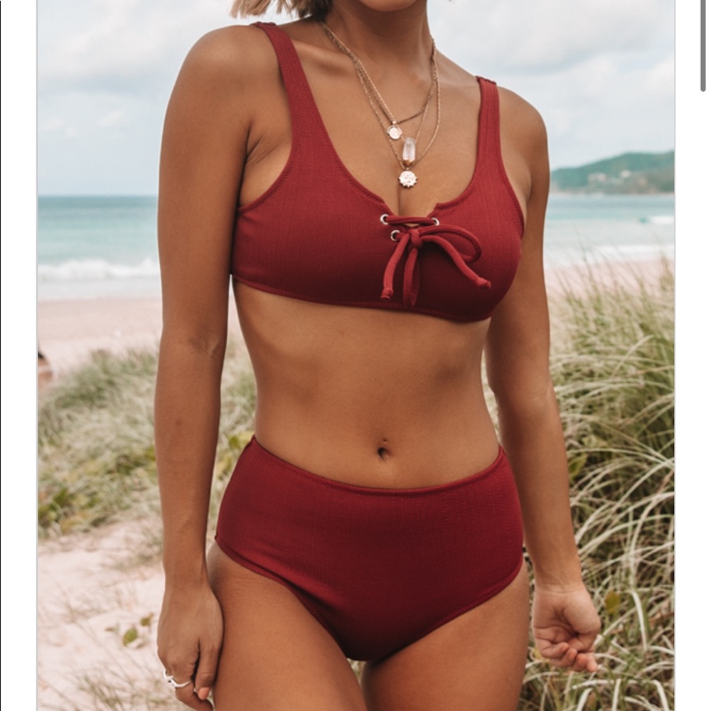 Wine Red Bikini Set